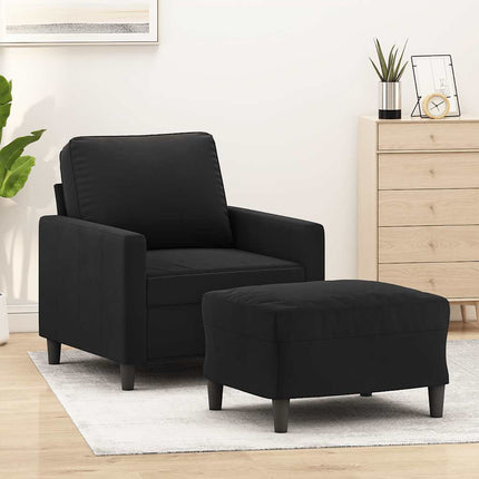 sofastol med fodskammel 60 cm velour sort