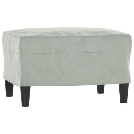 3-personers sofa med fodskammel 180 cm velour lysegrå