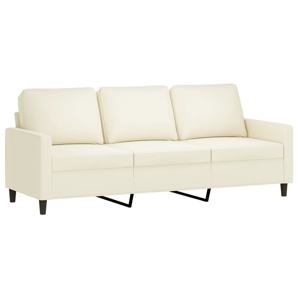 3-personers sofa med fodskammel 180 cm velour cremefarvet