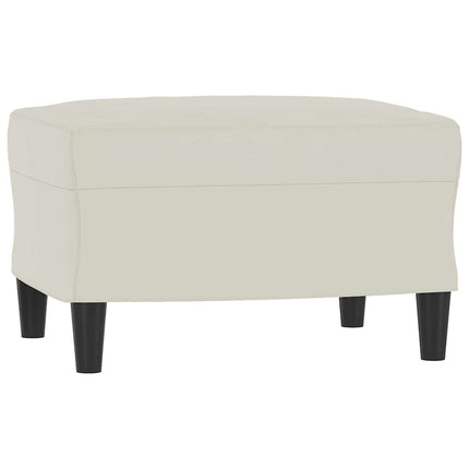 3-personers sofa med fodskammel 180 cm velour cremefarvet