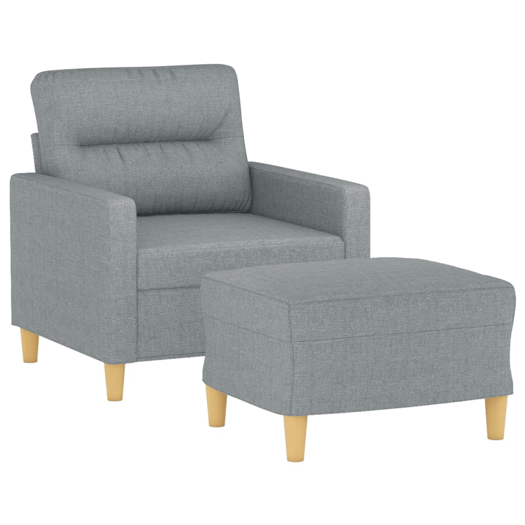 sofastol med fodskammel 60 cm stof lysegrå