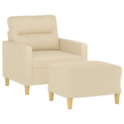 sofastol med fodskammel 60 cm Stof cremefarvet