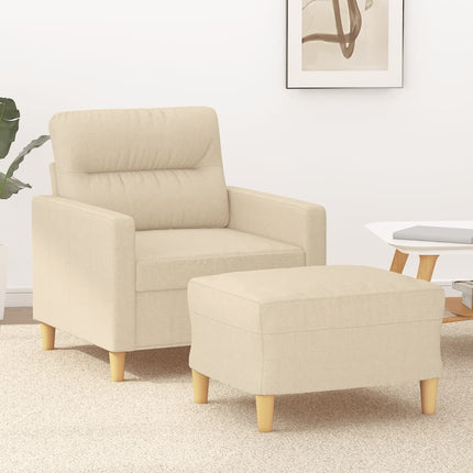 sofastol med fodskammel 60 cm Stof cremefarvet