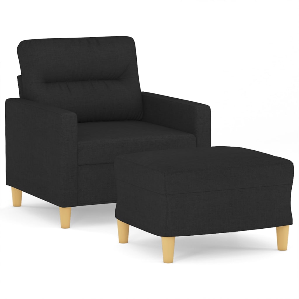 sofastol med fodskammel 60 cm stof Sort