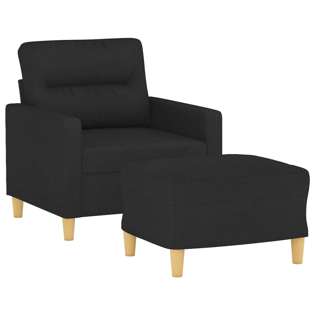 sofastol med fodskammel 60 cm stof Sort
