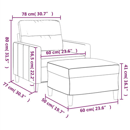 sofastol med fodskammel 60 cm stof Sort