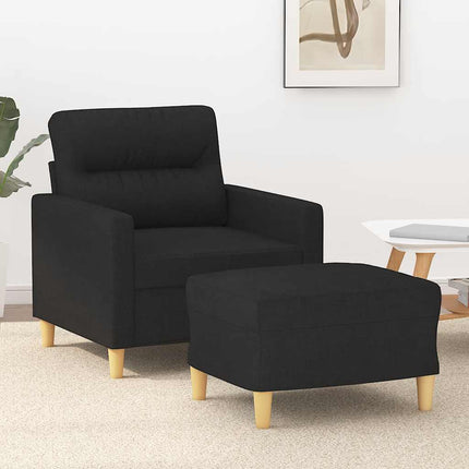 sofastol med fodskammel 60 cm stof Sort
