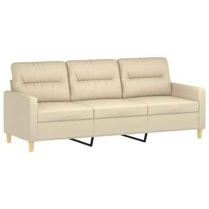 3-personers sofa med fodskammel 180 cm stof Cremefarvet