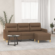 3-personers sofa med fodskammel 180 cm stof Brun