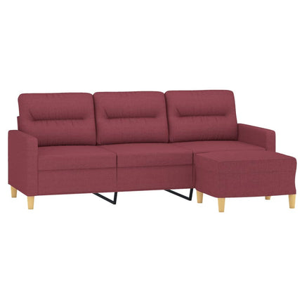 3-personers sofa med fodskammel 180 cm stof Vinrød