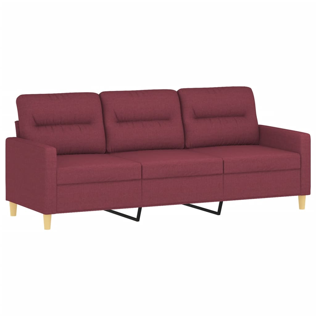 3-personers sofa med fodskammel 180 cm stof Vinrød