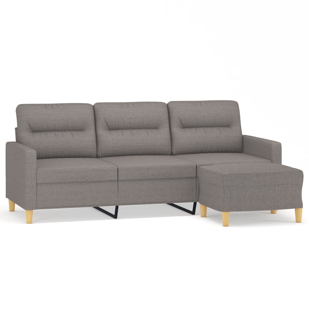3-personers sofa med fodskammel 180 cm stof Gråbrun