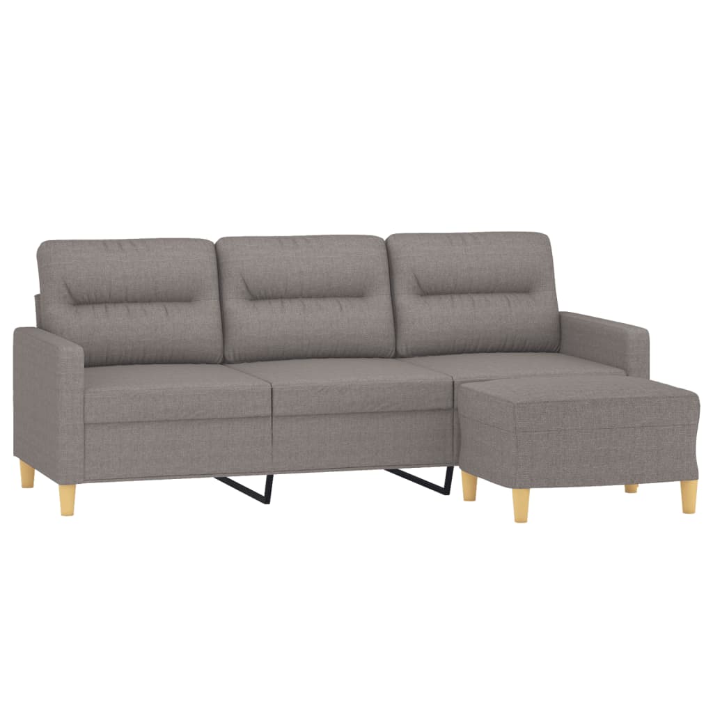 3-personers sofa med fodskammel 180 cm stof Gråbrun