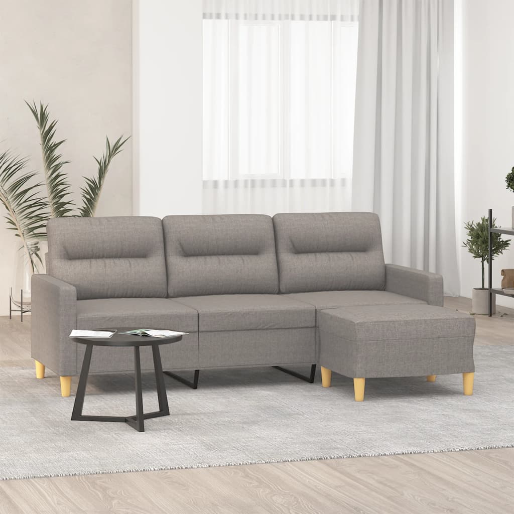 3-personers sofa med fodskammel 180 cm stof Grbrun