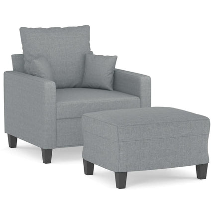 sofastol med fodskammel 60 cm stof lysegrå