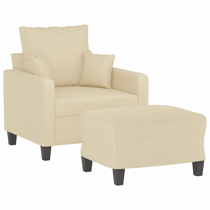 sofastol med fodskammel 60 cm Stof cremefarvet