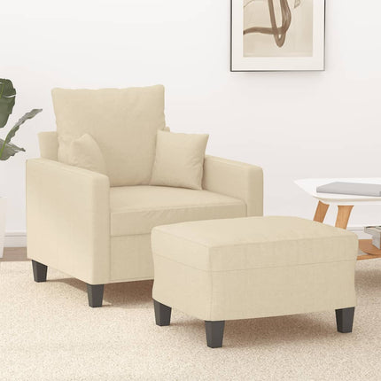 sofastol med fodskammel 60 cm Stof cremefarvet