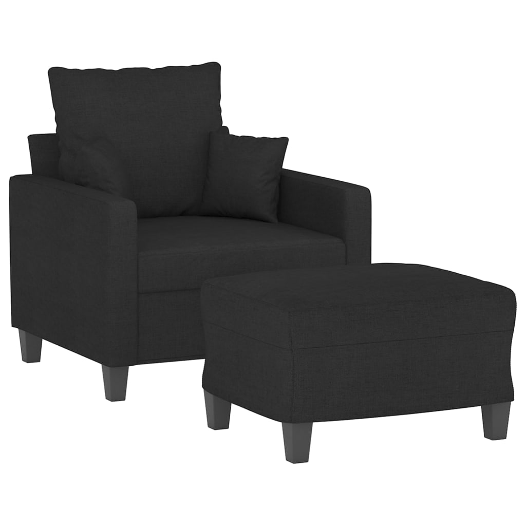 sofastol med fodskammel 60 cm stof Sort