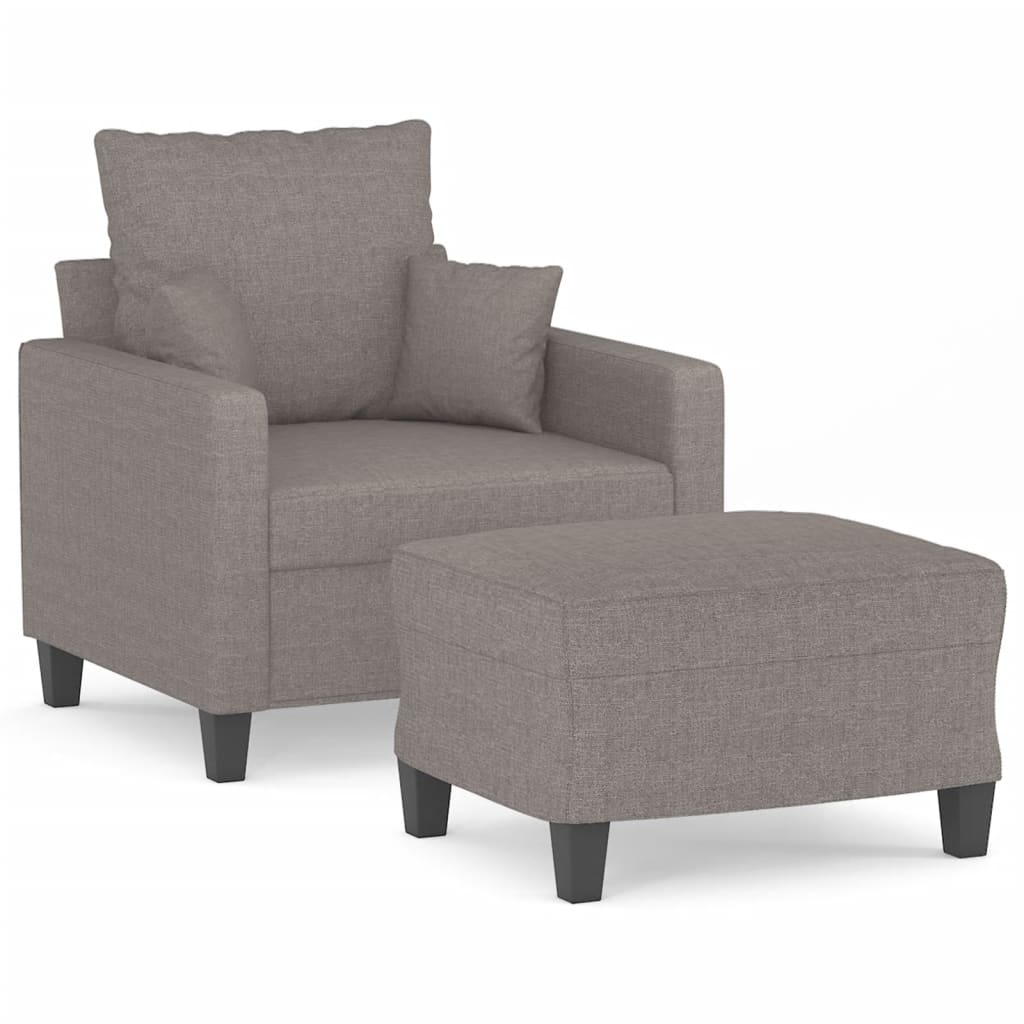 sofastol med fodskammel 60 cm stof Gråbrun