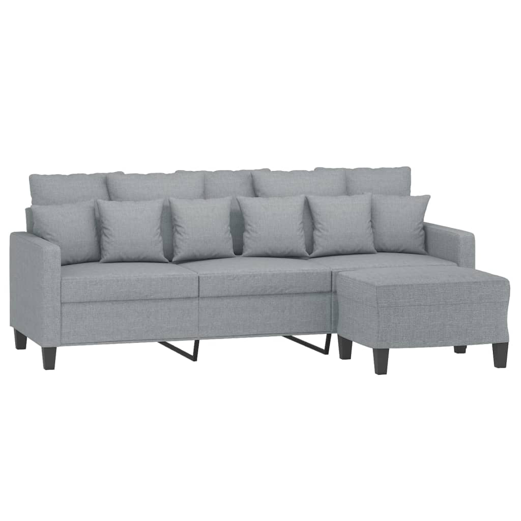 3-personers sofa med fodskammel 180 cm stof Lysegrå
