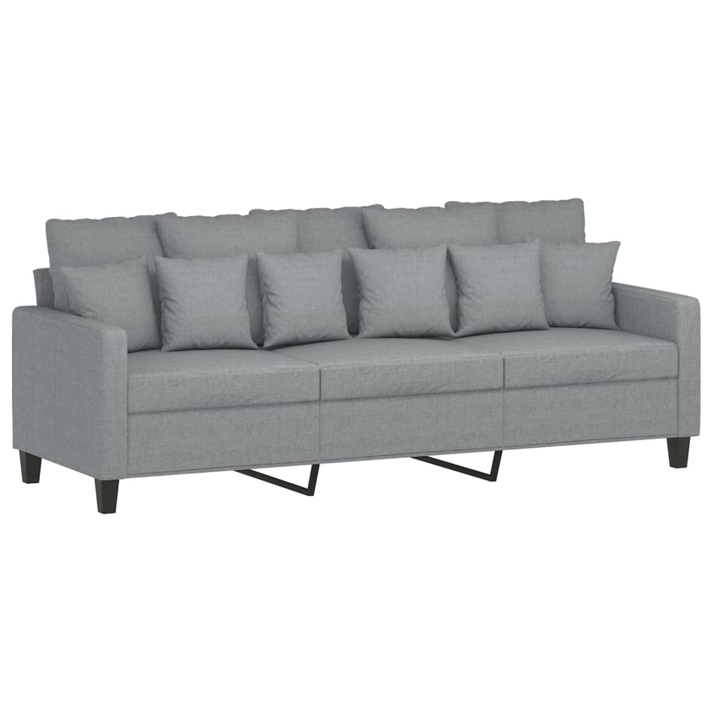 3-personers sofa med fodskammel 180 cm stof Lysegrå