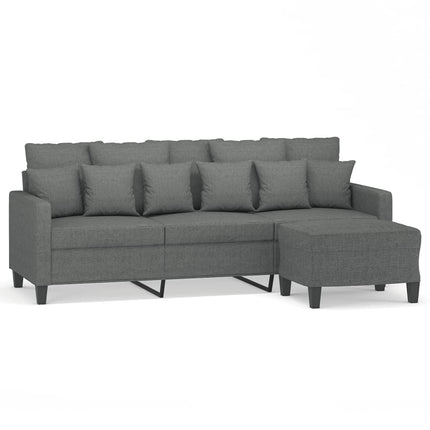 3-personers sofa med fodskammel 180 cm stof Mørkegrå