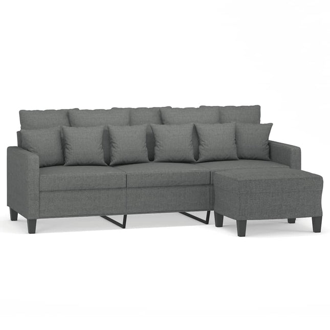3-personers sofa med fodskammel 180 cm stof Mørkegrå
