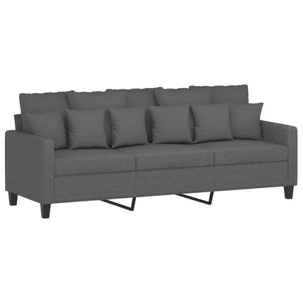 3-personers sofa med fodskammel 180 cm stof Mørkegrå