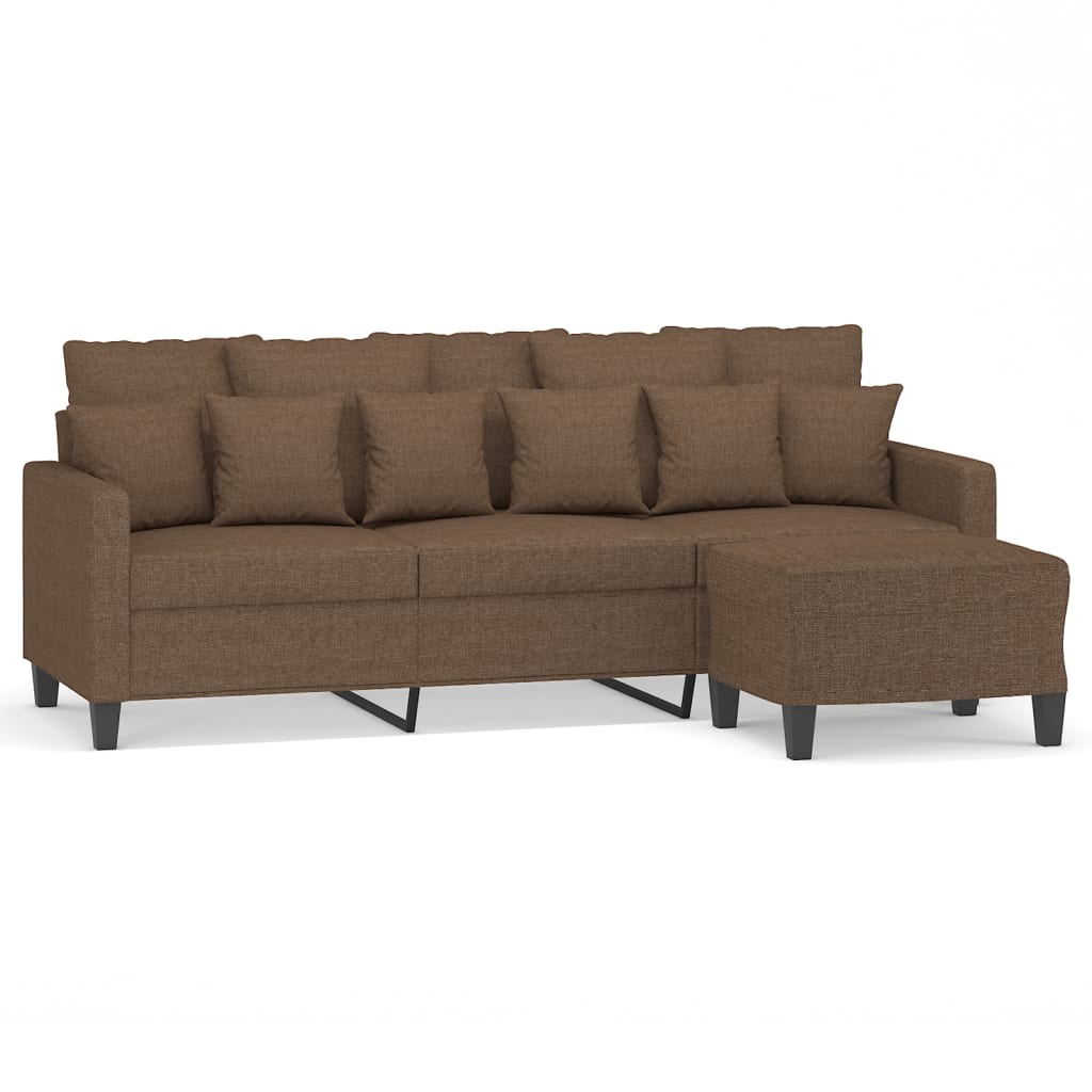 3-personers sofa med fodskammel 180 cm stof Brun