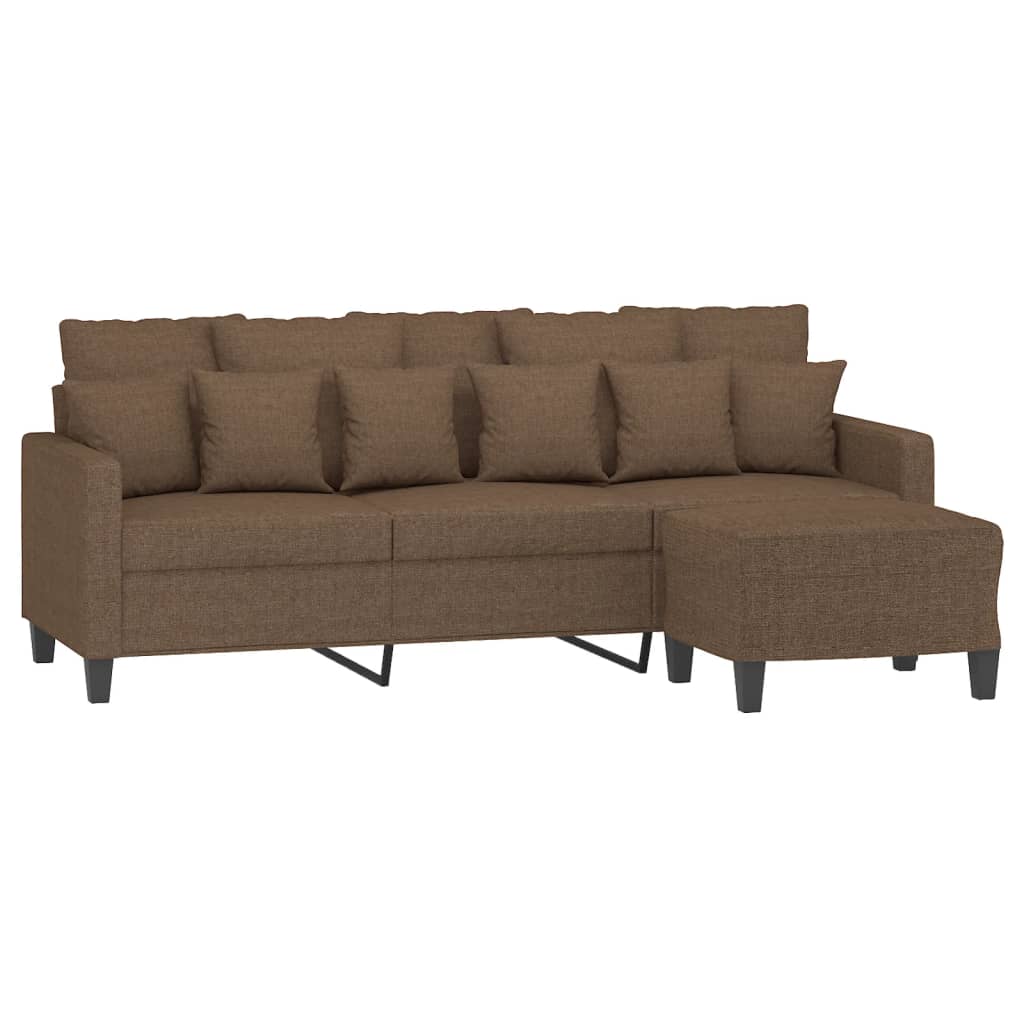 3-personers sofa med fodskammel 180 cm stof Brun