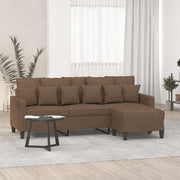3-personers sofa med fodskammel 180 cm stof Brun