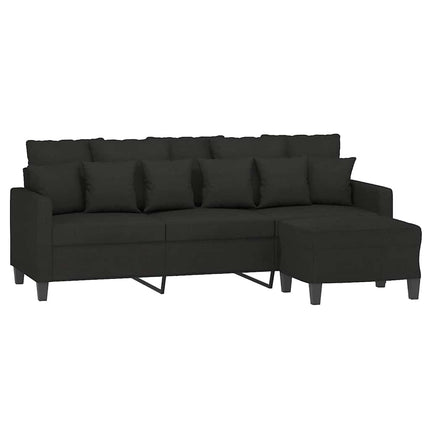 3-personers sofa med fodskammel 180 cm sort