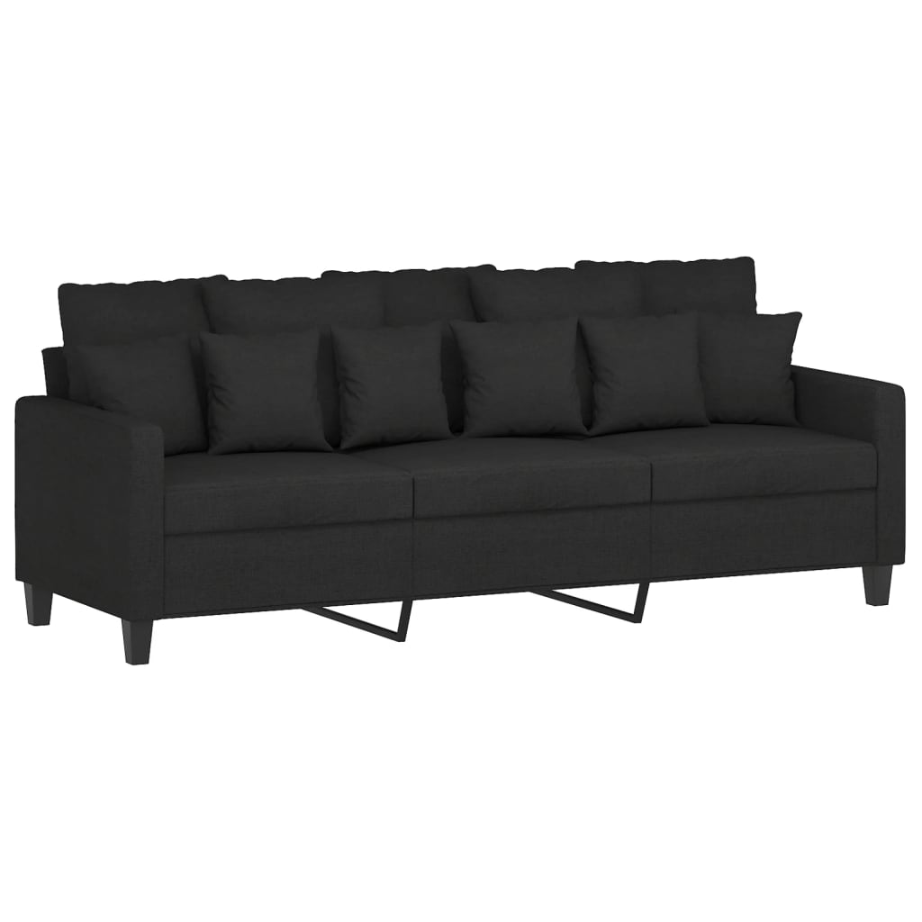 3-personers sofa med fodskammel 180 cm sort