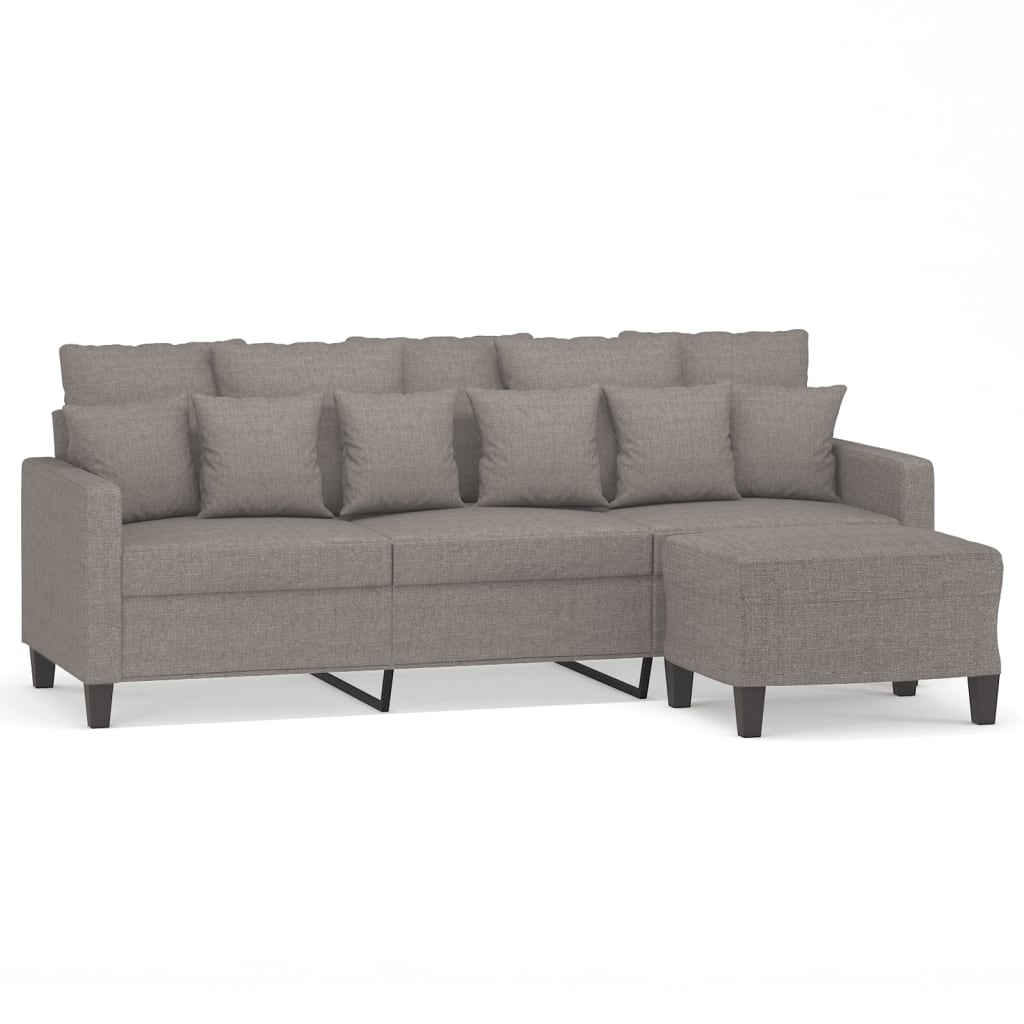 3-personers sofa med fodskammel 180 cm stof Gråbrun