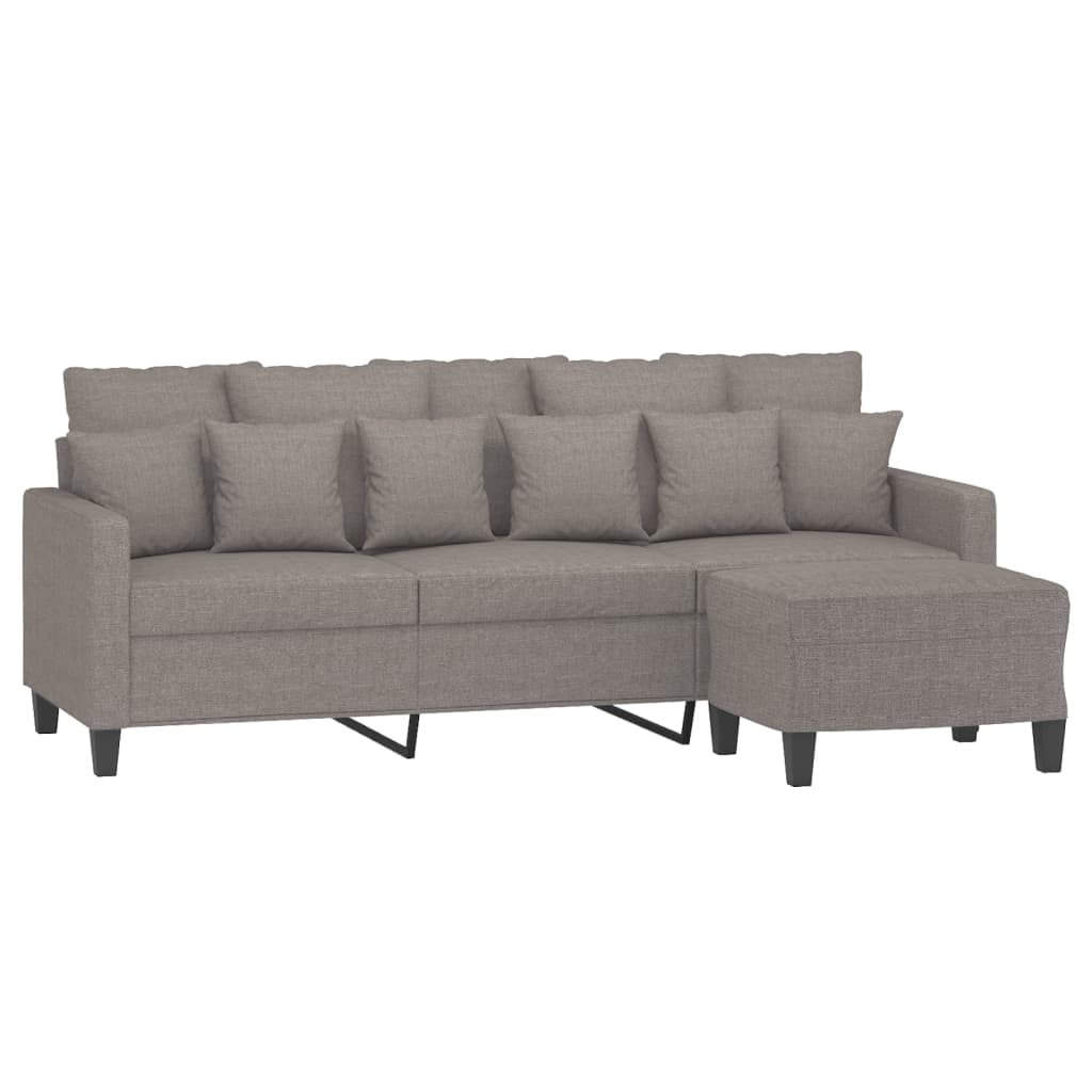 3-personers sofa med fodskammel 180 cm stof Gråbrun