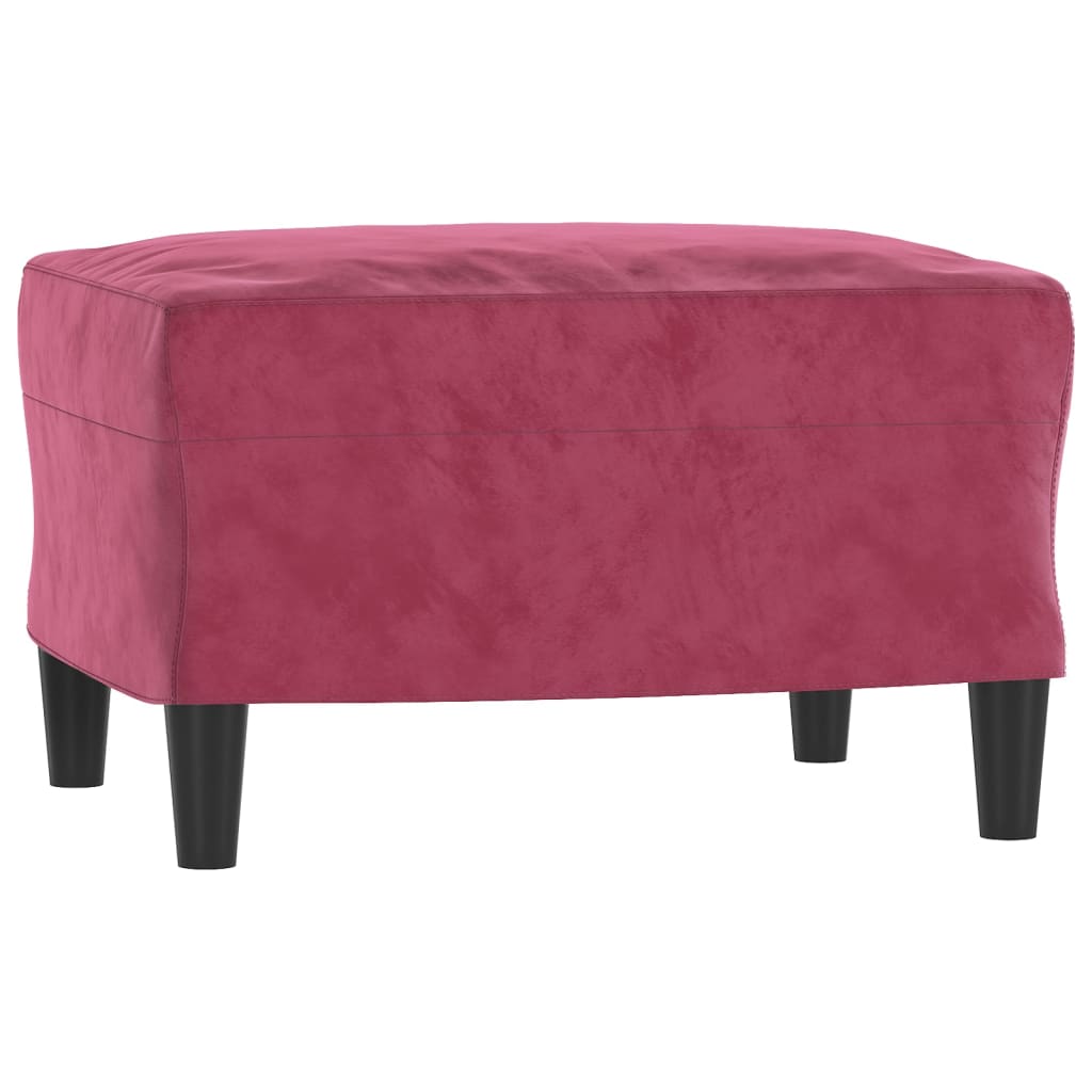 sofastol med fodskammel 60 cm velour vinrød