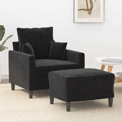 sofastol med fodskammel 60 cm velour sort