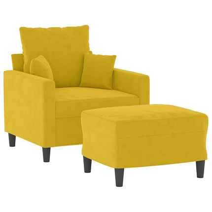 sofastol med fodskammel 60 cm velour gul