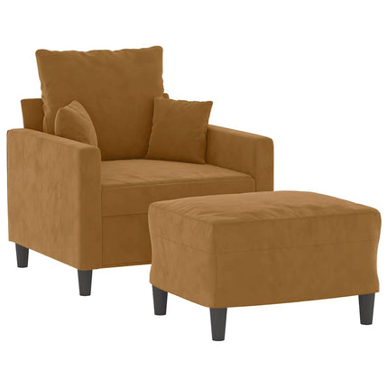 sofastol med fodskammel 60 cm velour brun