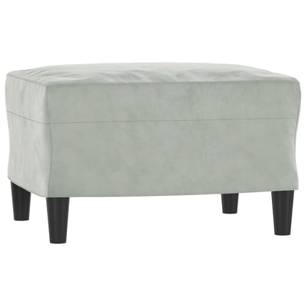 3-personers sofa med fodskammel 180 cm velour lysegrå