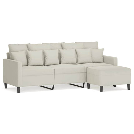 3-personers sofa med fodskammel 180 cm velour cremefarvet