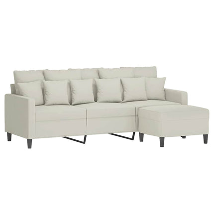 3-personers sofa med fodskammel 180 cm velour cremefarvet
