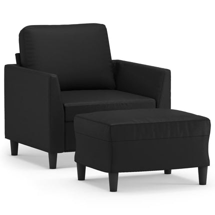 sofastol med fodskammel 60 cm kunstlæder sort