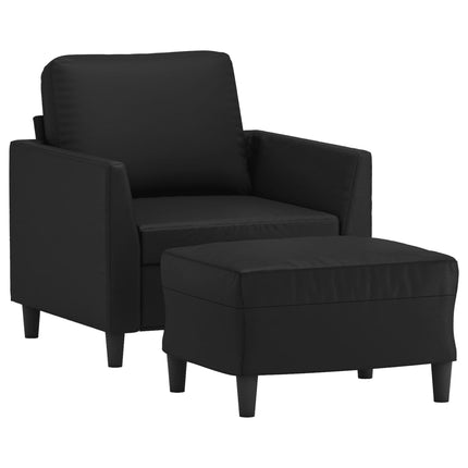 sofastol med fodskammel 60 cm kunstlæder sort
