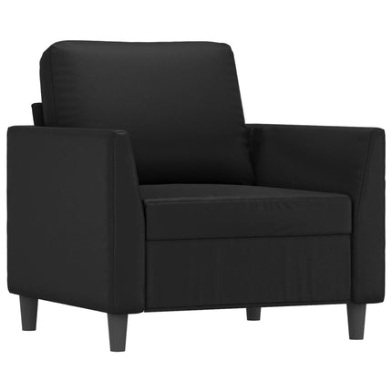 sofastol med fodskammel 60 cm kunstlæder sort