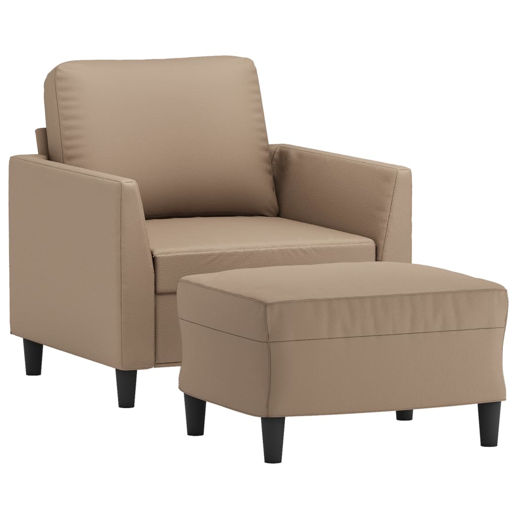 sofastol med fodskammel 60 cm kunstlæder Cappuccino
