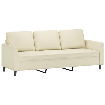 3-personers sofa med fodskammel 180 cm kunstlæder cremefarvet