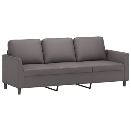 3-personers sofa med fodskammel 180 cm kunstlæder grå