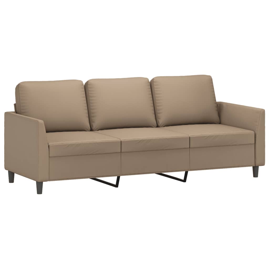 3-personers sofa med fodskammel 180 cm kunstlæder cappuccino