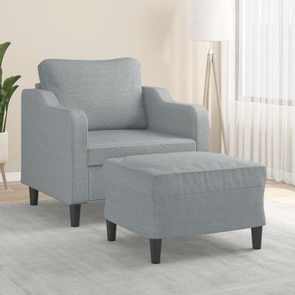 sofastol med fodskammel 60 cm stof lysegrå